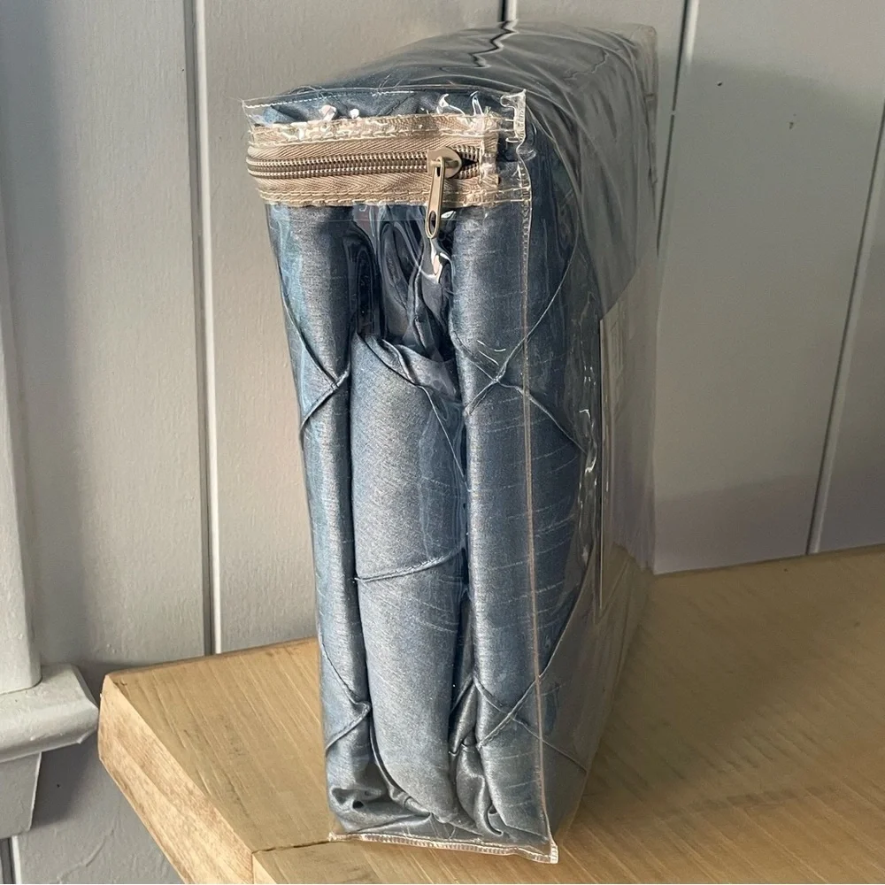$15 SALE Comforter Cover Set Solid Textured Allegra Blue 4 Price Full/Queen